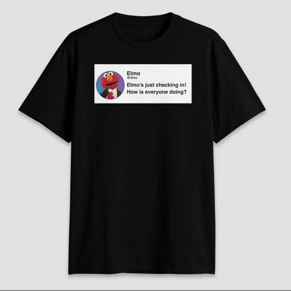 Elmo tweet graphic tee funny nwt Elmo checking in size XXL